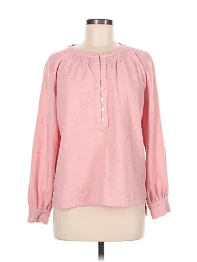 Pre-owned Ann Taylor Loft Long Sleeve Henley Shirt In Pink