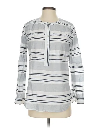Pre-owned Ann Taylor Loft Long Sleeve Henley Shirt In Silver