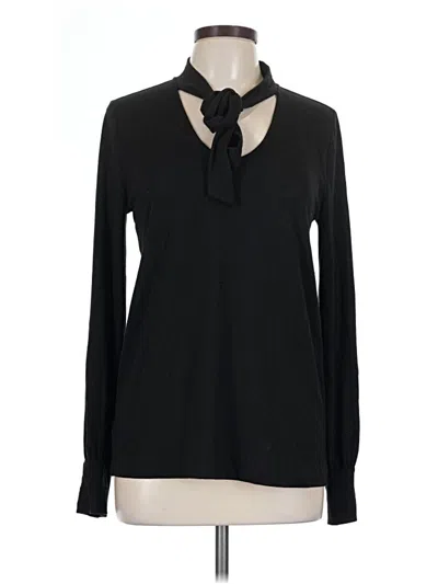 Pre-owned Ann Taylor Loft Long Sleeve Polo Shirt In Black