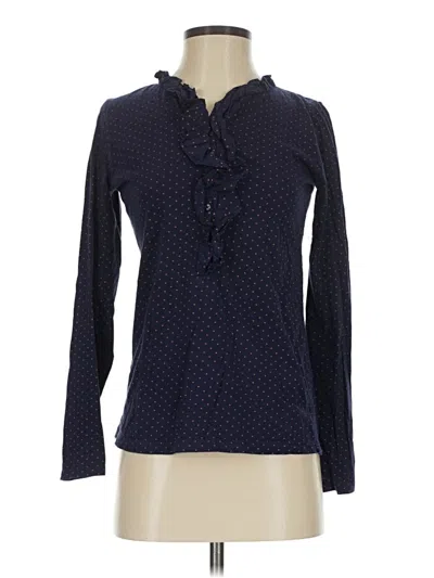 Pre-owned Ann Taylor Loft Long Sleeve Polo Shirt In Blue