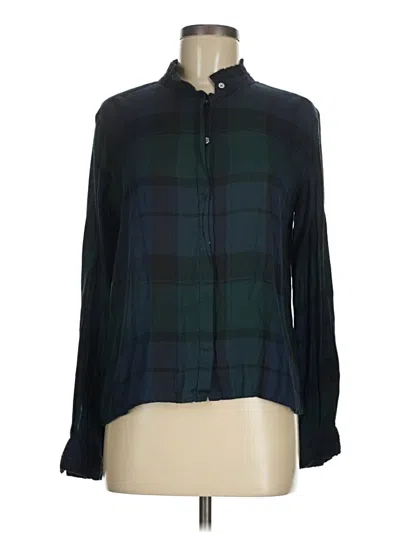 Pre-owned Ann Taylor Loft Long Sleeve Polo Shirt In Blue