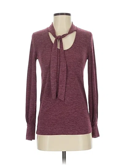 Pre-owned Ann Taylor Loft Long Sleeve Polo Shirt In Burgundy