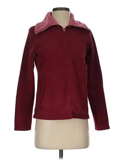 Pre-owned Ann Taylor Loft Long Sleeve Polo Shirt In Burgundy