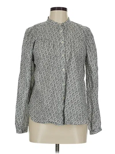 Pre-owned Ann Taylor Loft Long Sleeve Polo Shirt In Gray
