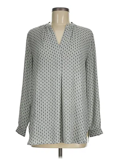Pre-owned Ann Taylor Loft Long Sleeve Polo Shirt In Gray
