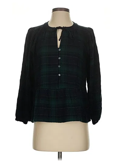 Pre-owned Ann Taylor Loft Long Sleeve Polo Shirt In Green