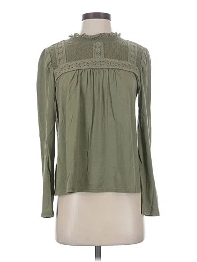 Pre-owned Ann Taylor Loft Long Sleeve Polo Shirt In Green