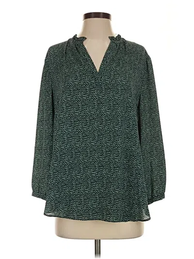 Pre-owned Ann Taylor Loft Long Sleeve Polo Shirt In Green