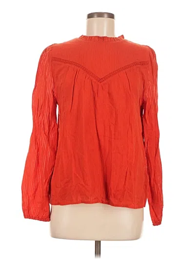 Pre-owned Ann Taylor Loft Long Sleeve Polo Shirt In Red