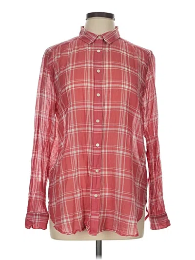 Pre-owned Ann Taylor Loft Long Sleeve Polo Shirt In Red