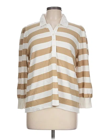 Pre-owned Ann Taylor Loft Long Sleeve Polo Shirt In Tan