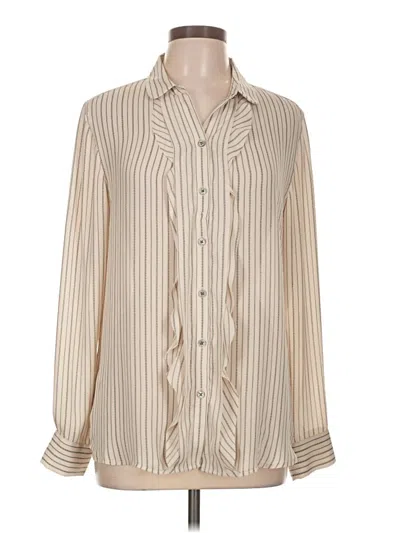 Pre-owned Ann Taylor Loft Long Sleeve Polo Shirt In Tan