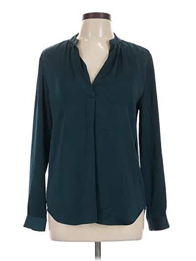 Pre-owned Ann Taylor Loft Long Sleeve Polo Shirt In Teal