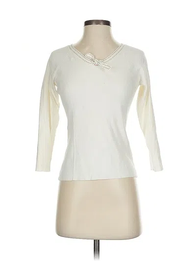 Pre-owned Ann Taylor Loft Long Sleeve T-shirt In White