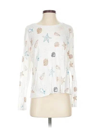 Pre-owned Ann Taylor Loft Long Sleeve T-shirt In White