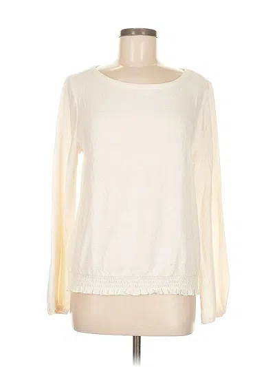 Pre-owned Ann Taylor Loft Long Sleeve T-shirt In White