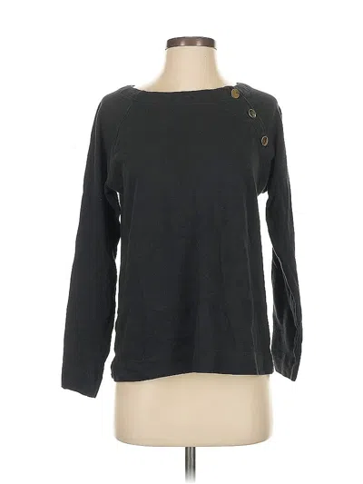 Pre-owned Ann Taylor Loft Long Sleeve Top Black Boatneck Tops