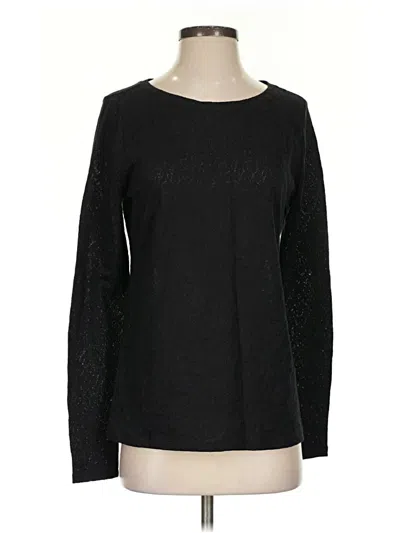 Ann Taylor Loft Long Sleeve Top Black Boatneck Tops