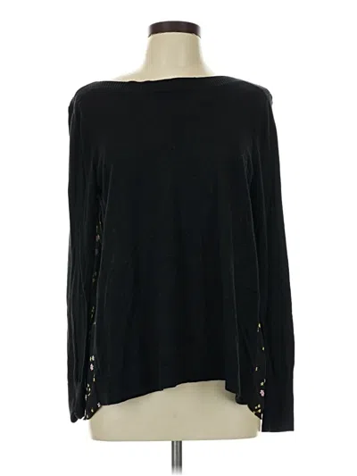 Pre-owned Ann Taylor Loft Long Sleeve Top Black Boatneck Tops