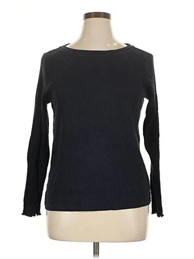 Pre-owned Ann Taylor Loft Long Sleeve Top Black Boatneck Tops