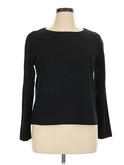 Ann Taylor Loft Long Sleeve Top Black Boatneck Tops