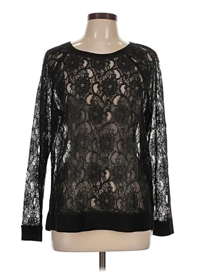 Ann Taylor Loft Long Sleeve Top Black Boatneck Tops