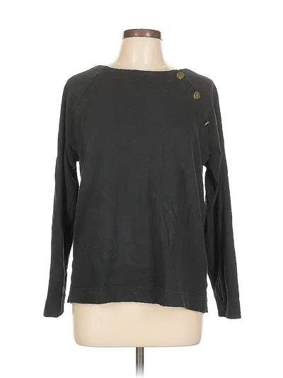 Pre-owned Ann Taylor Loft Long Sleeve Top Black Crew Neck Tops