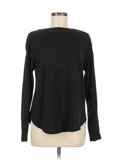 Pre-owned Ann Taylor Loft Long Sleeve Top Black Crew Neck Tops