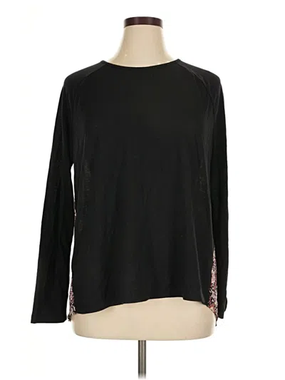 Ann Taylor Loft Long Sleeve Top Black Crew Neck Tops