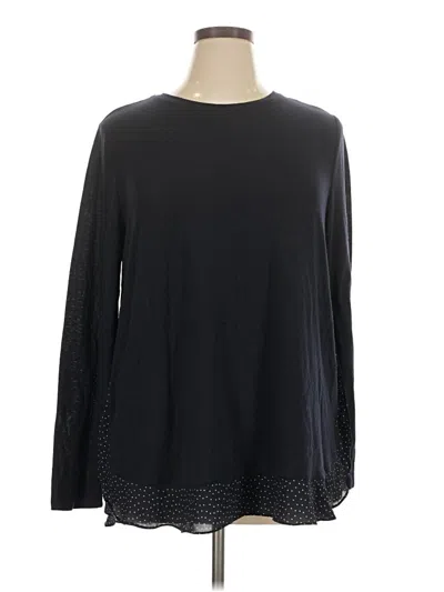 Ann Taylor Loft Long Sleeve Top Black Crew Neck Tops