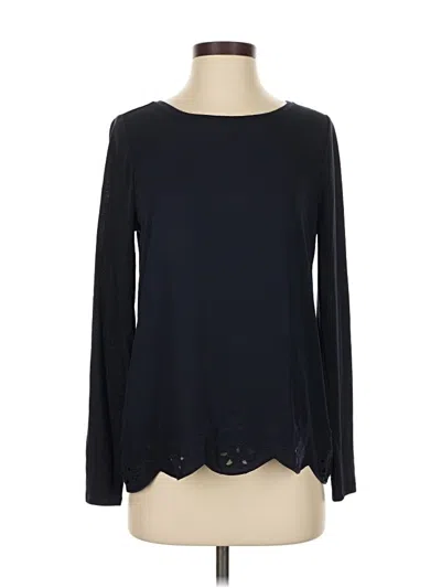 Ann Taylor Loft Long Sleeve Top Black Keyhole Neckline Tops