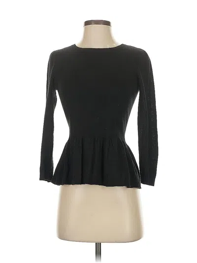 Pre-owned Ann Taylor Loft Long Sleeve Top Black Ruffles Neckline Tops