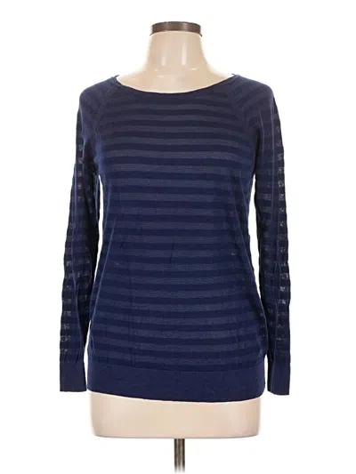 Pre-owned Ann Taylor Loft Long Sleeve Top Blue Boatneck Tops