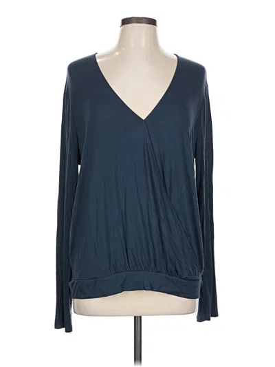Ann Taylor Loft Long Sleeve Top Blue V Neck Tops
