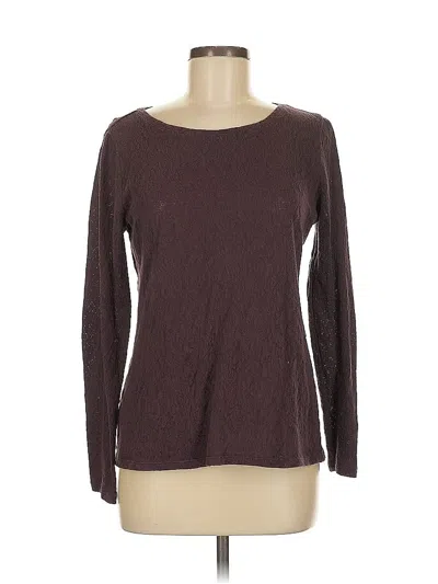 Pre-owned Ann Taylor Loft Long Sleeve Top Brown Crew Neck Tops