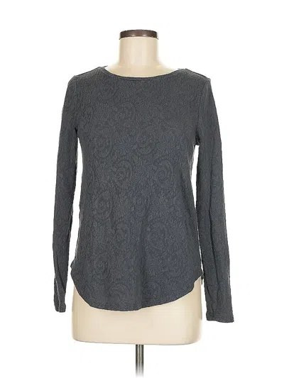 Pre-owned Ann Taylor Loft Long Sleeve Top Gray Boatneck Tops