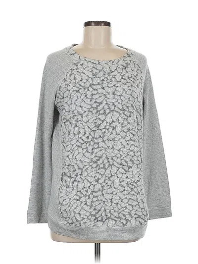 Pre-owned Ann Taylor Loft Long Sleeve Top Gray Boatneck Tops