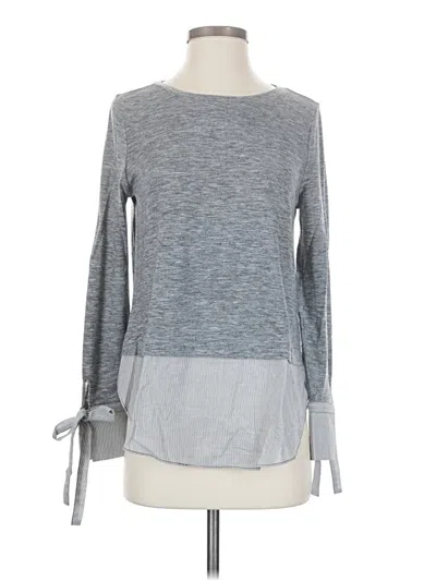 Pre-owned Ann Taylor Loft Long Sleeve Top Gray Boatneck Tops