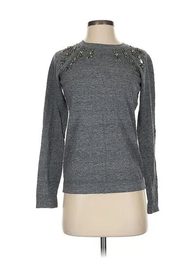 Pre-owned Ann Taylor Loft Long Sleeve Top Gray Crew Neck Tops