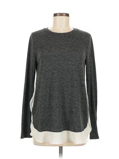 Pre-owned Ann Taylor Loft Long Sleeve Top Gray Crew Neck Tops