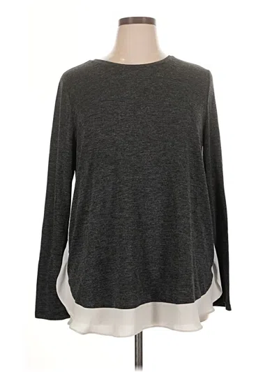 Pre-owned Ann Taylor Loft Long Sleeve Top Gray Crew Neck Tops