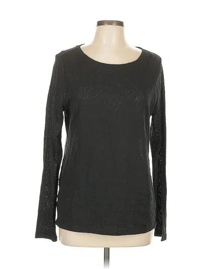 Pre-owned Ann Taylor Loft Long Sleeve Top Gray Scoop Neck Tops