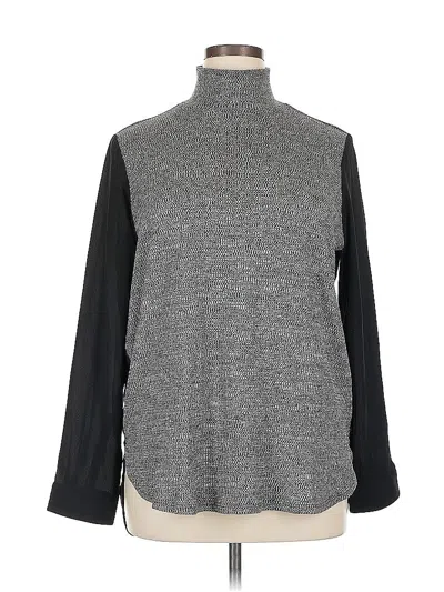 Pre-owned Ann Taylor Loft Long Sleeve Top Gray Turtleneck Tops