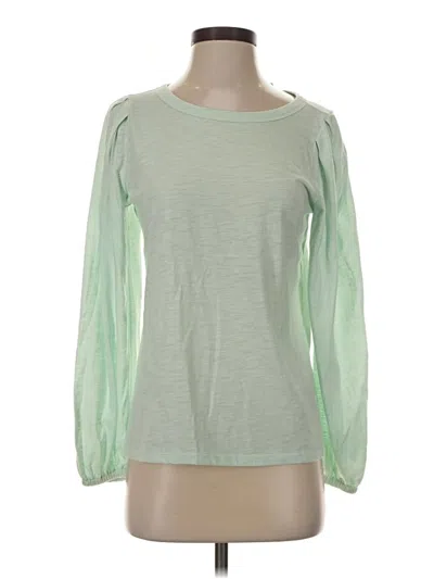 Ann Taylor Loft Long Sleeve Top Green Boatneck Tops