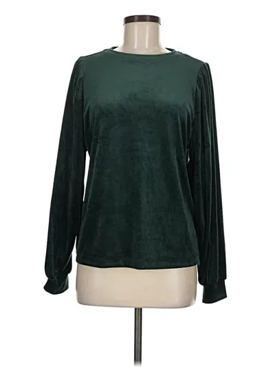 Ann Taylor Loft Long Sleeve Top Green Keyhole Neckline Tops