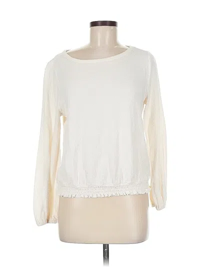 Pre-owned Ann Taylor Loft Long Sleeve Top Ivory Boatneck Tops In White