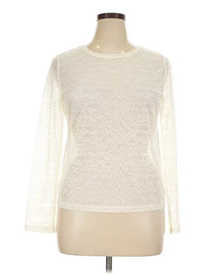 Ann Taylor Loft Long Sleeve Top Ivory Crew Neck Tops In Neutral