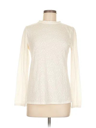 Pre-owned Ann Taylor Loft Long Sleeve Top Ivory Turtleneck Tops In White