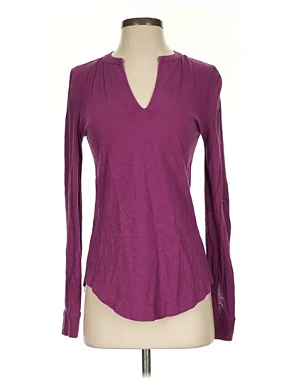 Pre-owned Ann Taylor Loft Long Sleeve Top Purple Plunge Neckline Tops