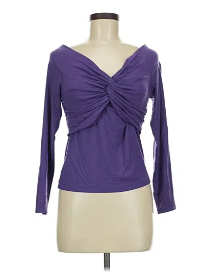 Ann Taylor Loft Long Sleeve Top Purple Sweetheart Neckline Tops